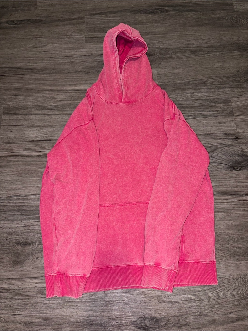 SHEIN Washed Pink Hooded Pullover Sweatshirt